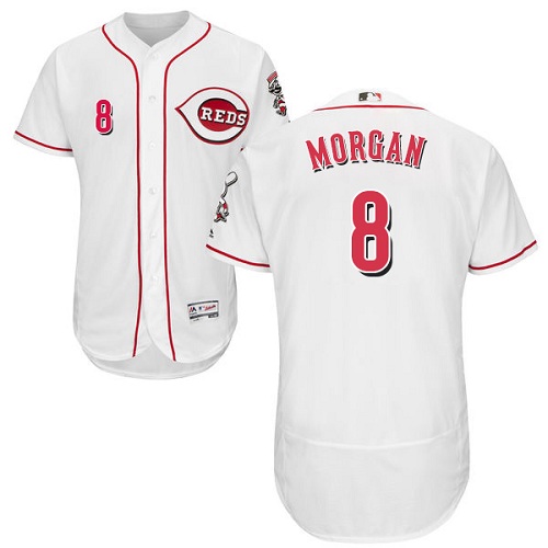 Reds #8 Joe Morgan White Flexbase Authentic Collection Stitched MLB Jersey